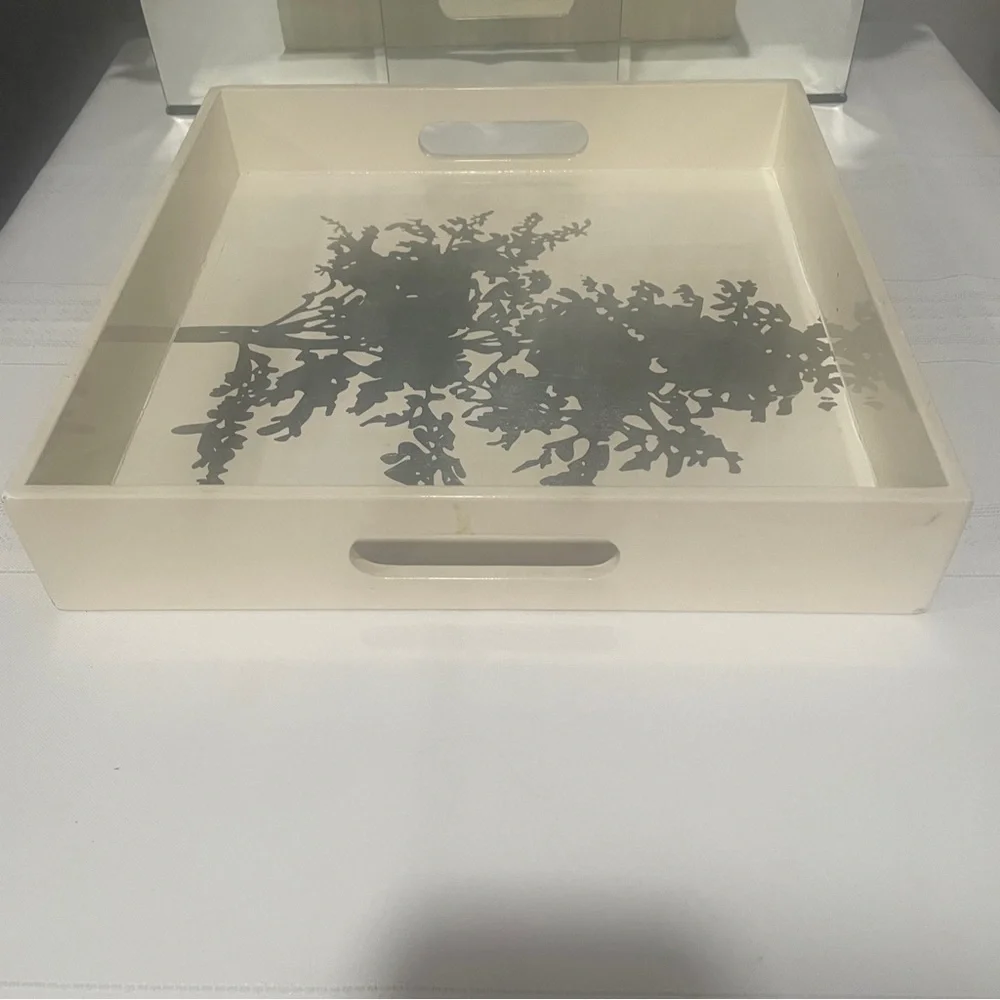 West Elm Silver and White Lacquered Tray